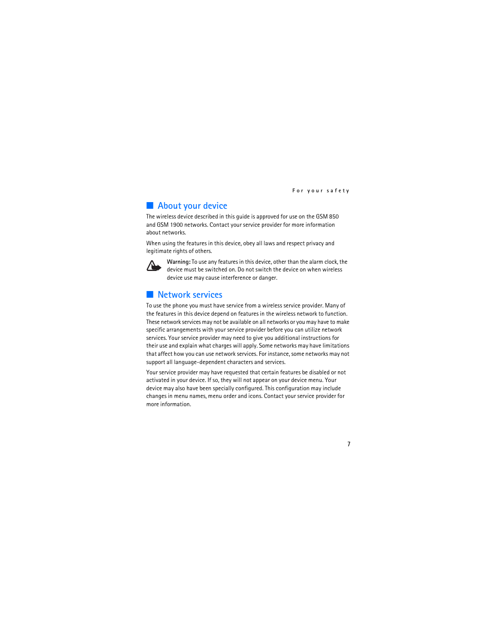 About your device, Network services | Nokia 1112 User Manual | Page 8 / 89