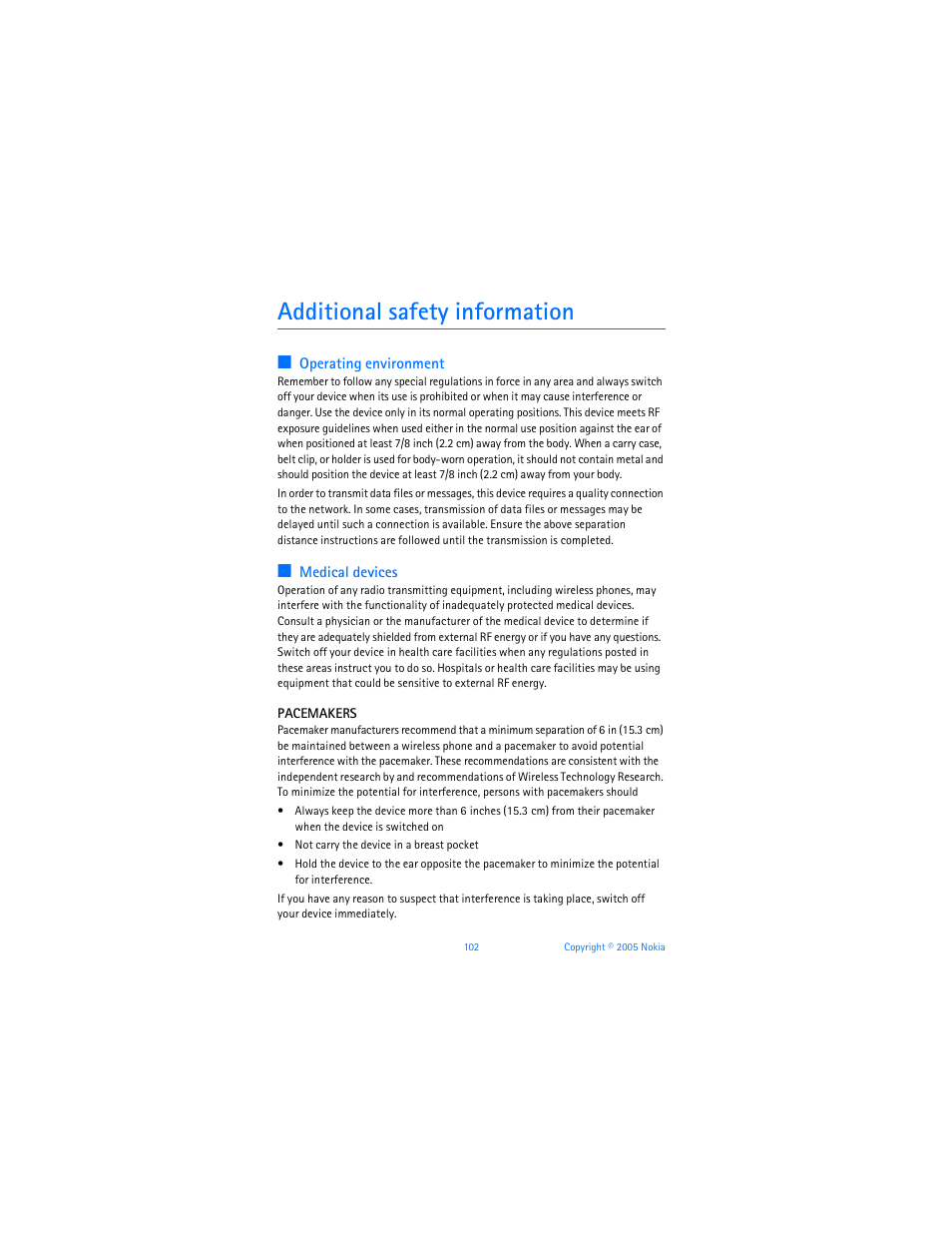 Additional safety information | Nokia 6256i User Manual | Page 103 / 123