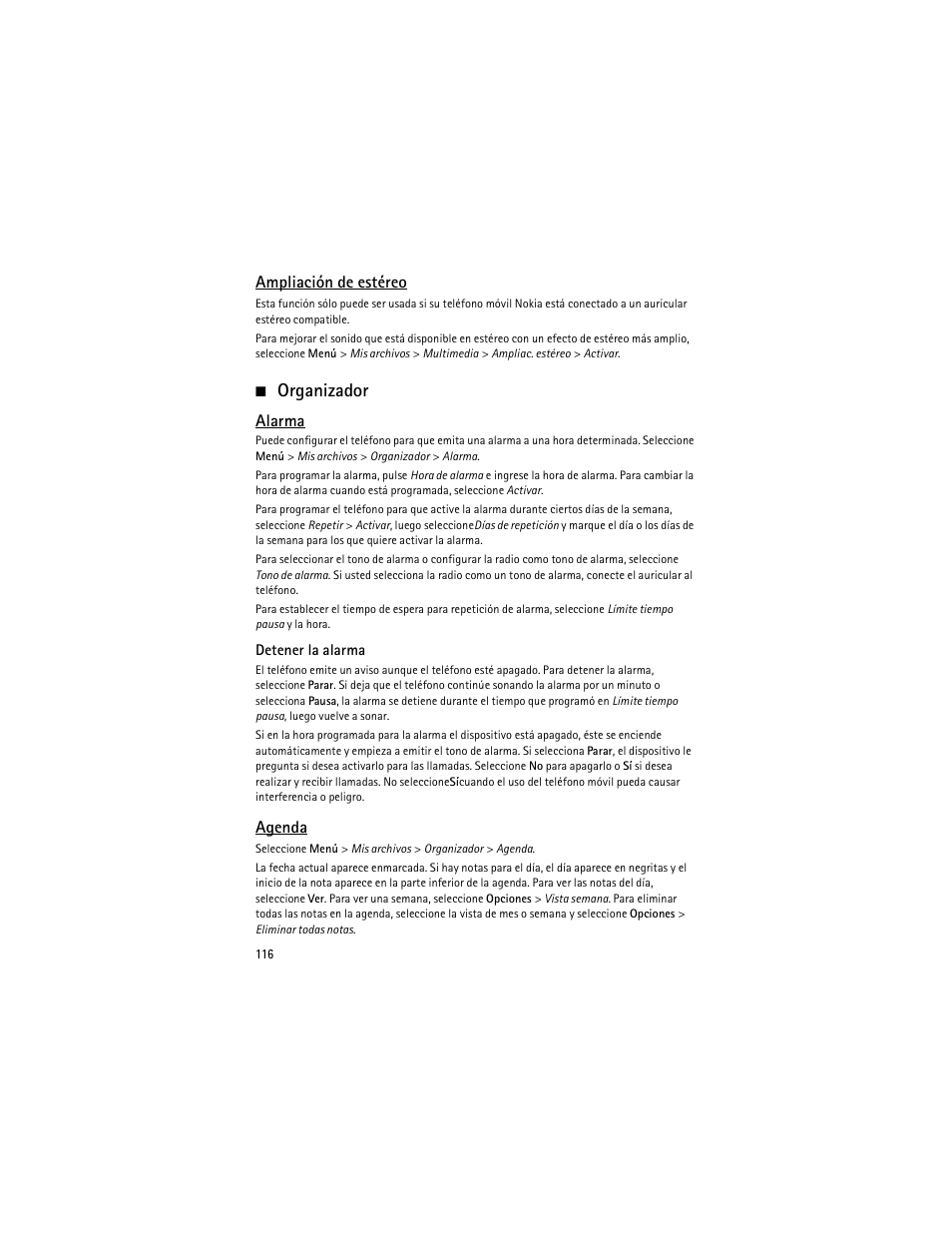 Organizador | Nokia 6263 User Manual | Page 117 / 153