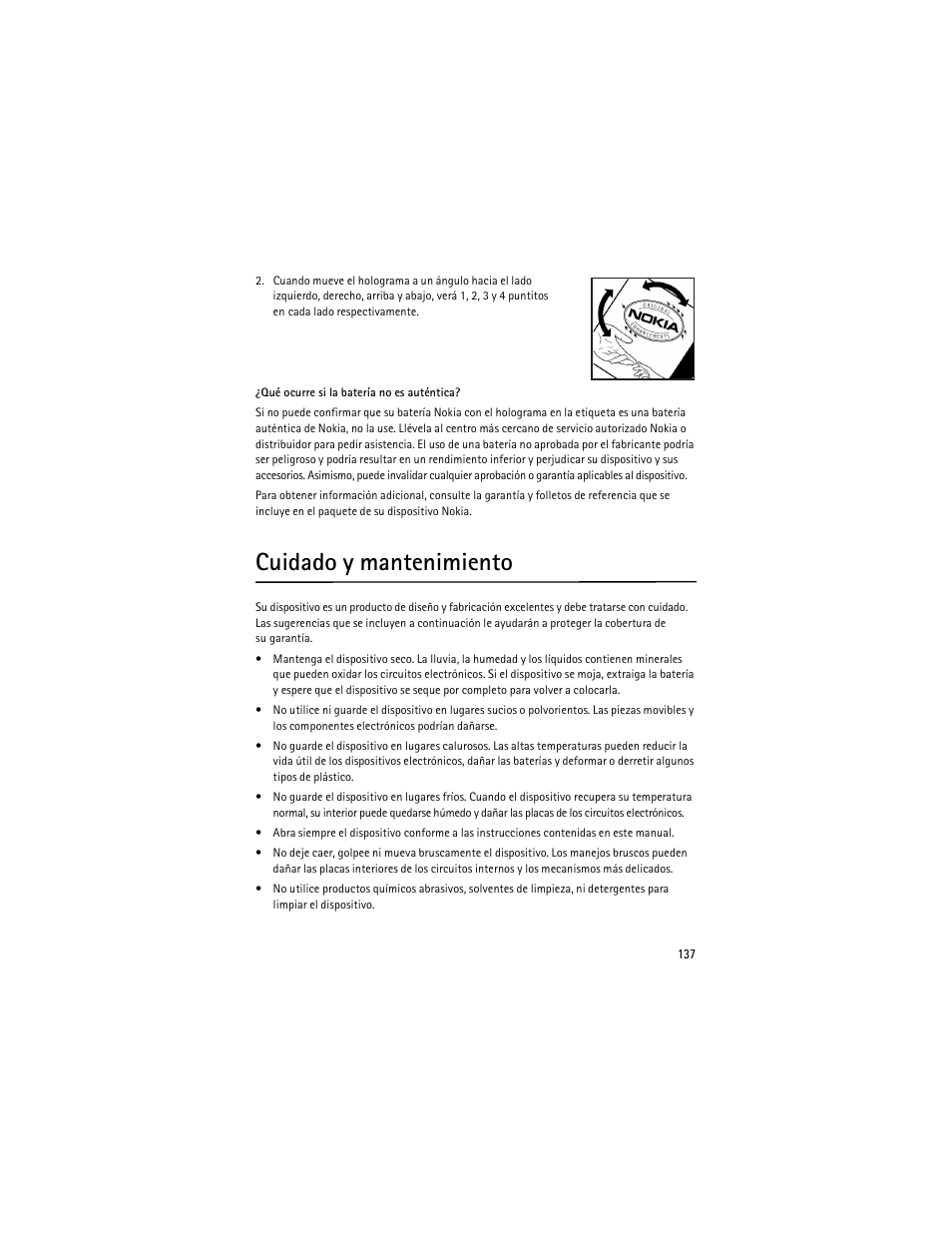 Cuidado y mantenimiento | Nokia 6263 User Manual | Page 138 / 153