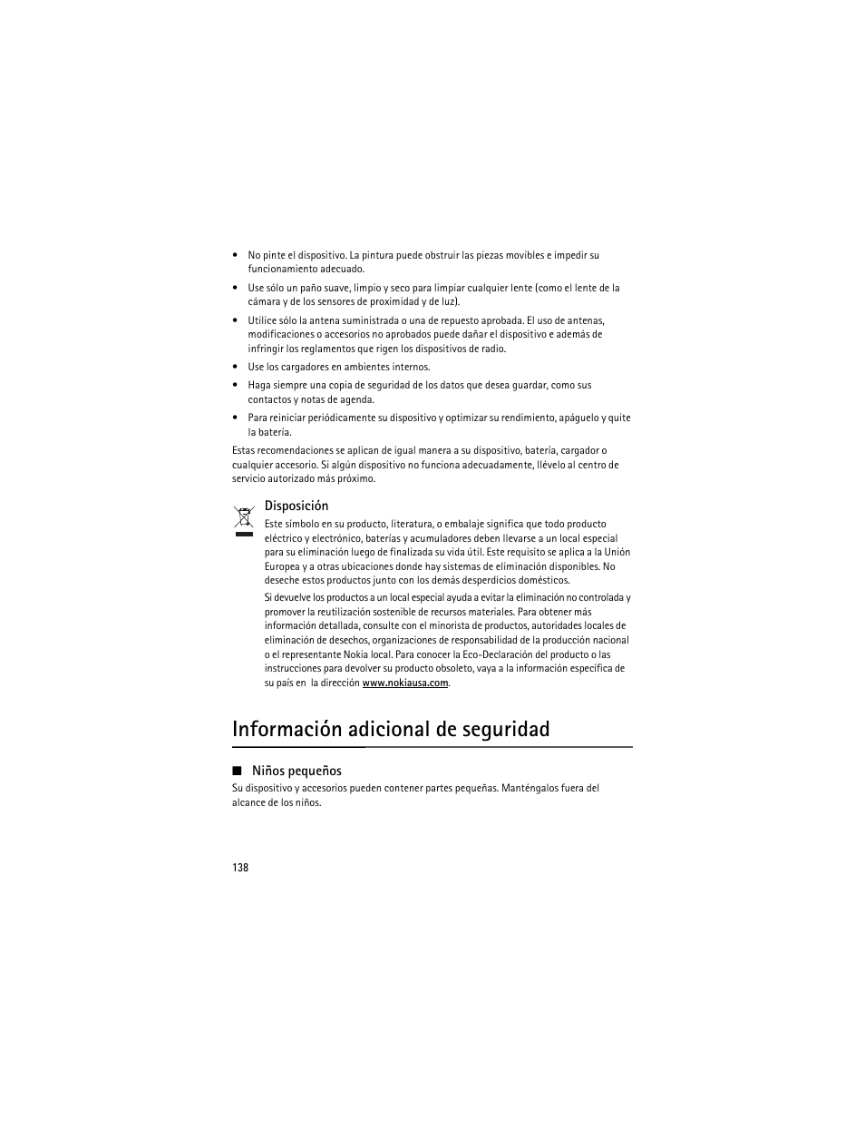 Información adicional de seguridad | Nokia 6263 User Manual | Page 139 / 153
