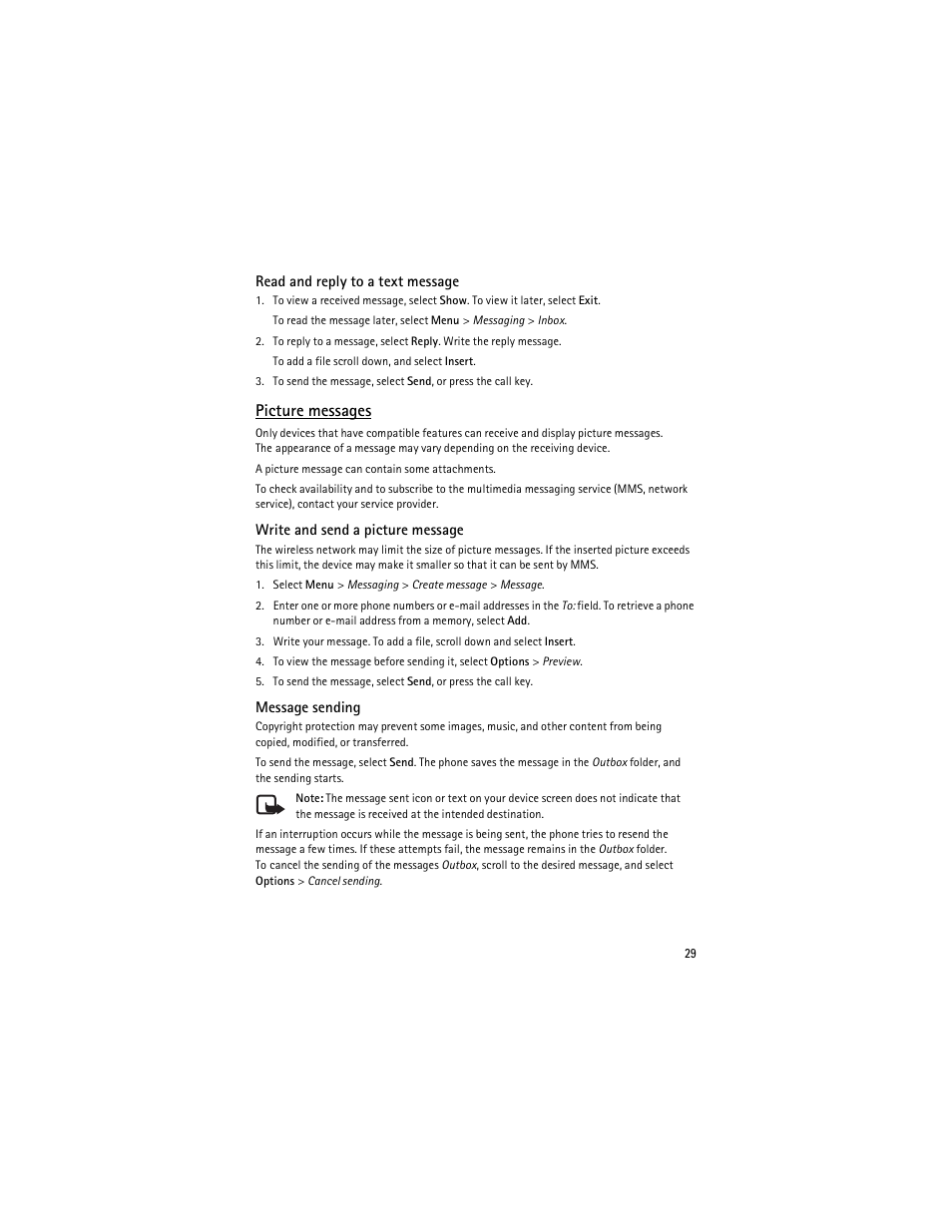Picture messages | Nokia 6263 User Manual | Page 30 / 153