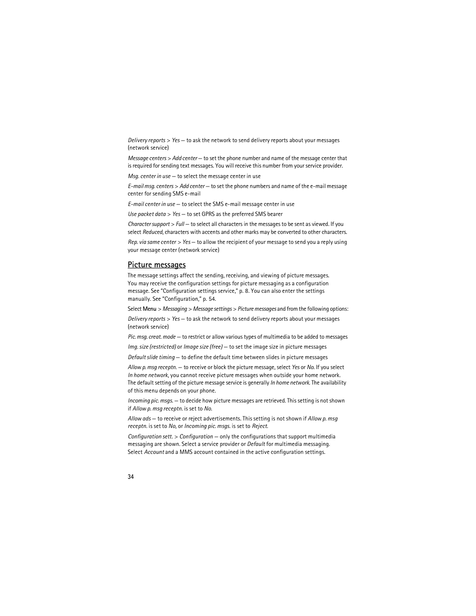 Picture messages | Nokia 6263 User Manual | Page 35 / 153