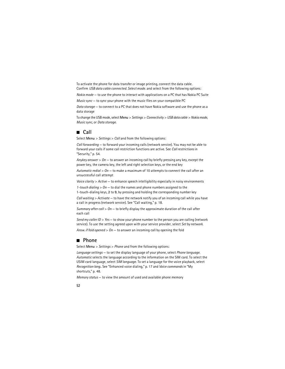 Call, Phone, Call phone | In “call, Call,” p | Nokia 6263 User Manual | Page 53 / 153