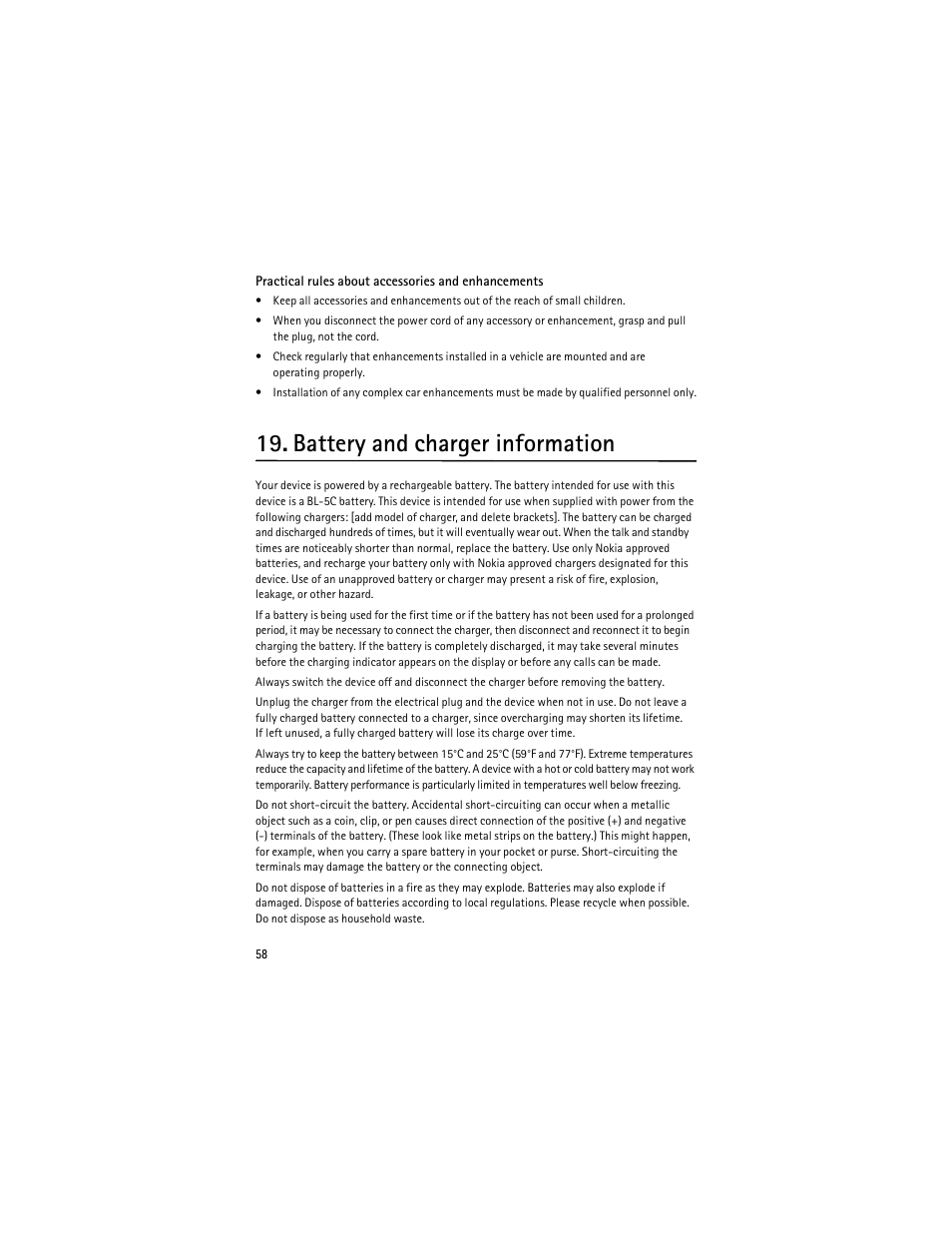 Battery and charger information | Nokia 6263 User Manual | Page 59 / 153
