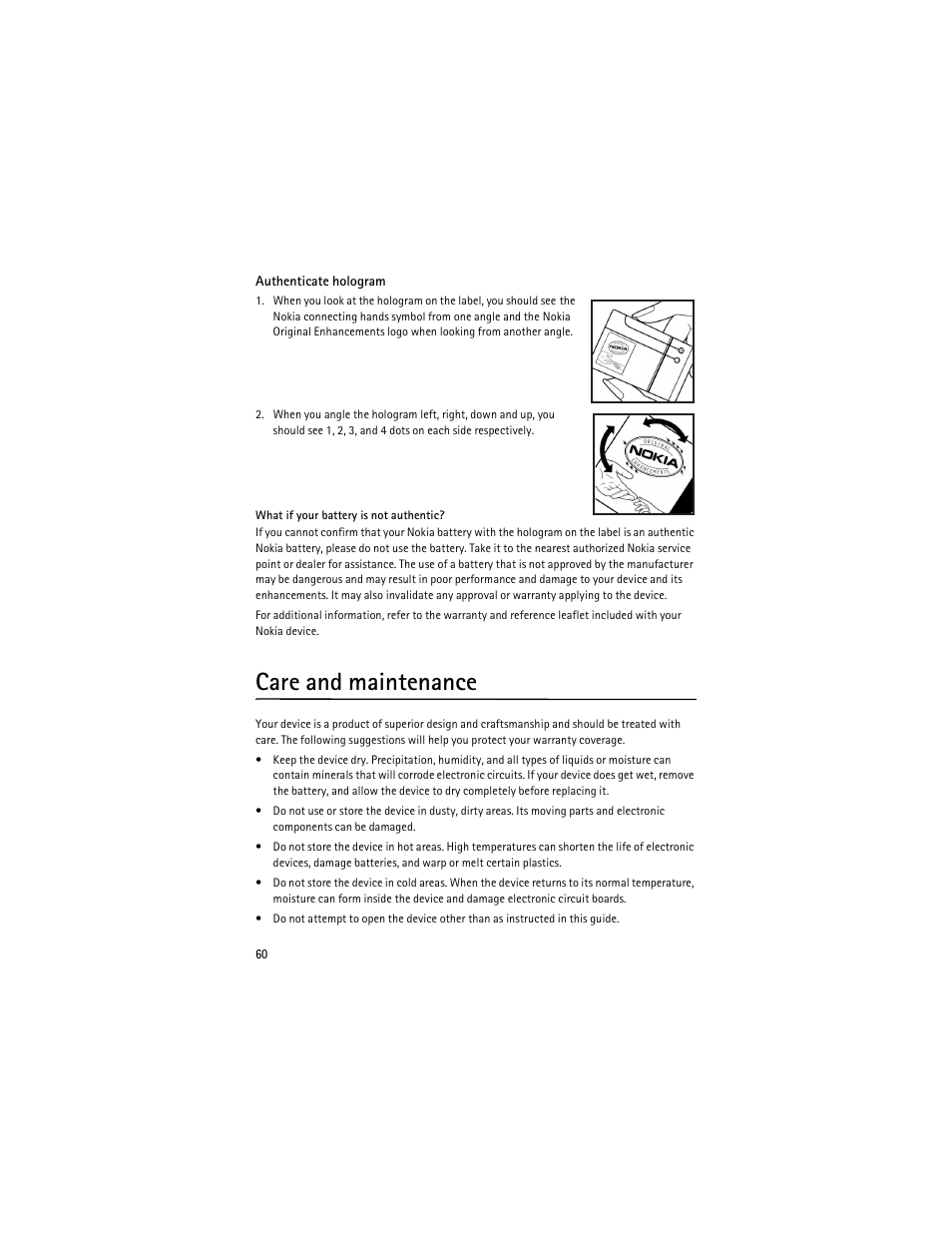 Care and maintenance | Nokia 6263 User Manual | Page 61 / 153