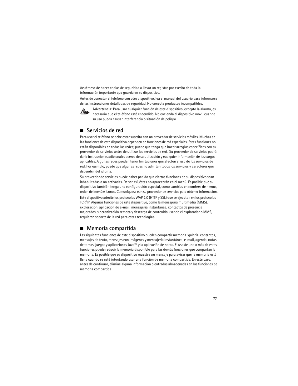Servicios de red | Nokia 6263 User Manual | Page 78 / 153