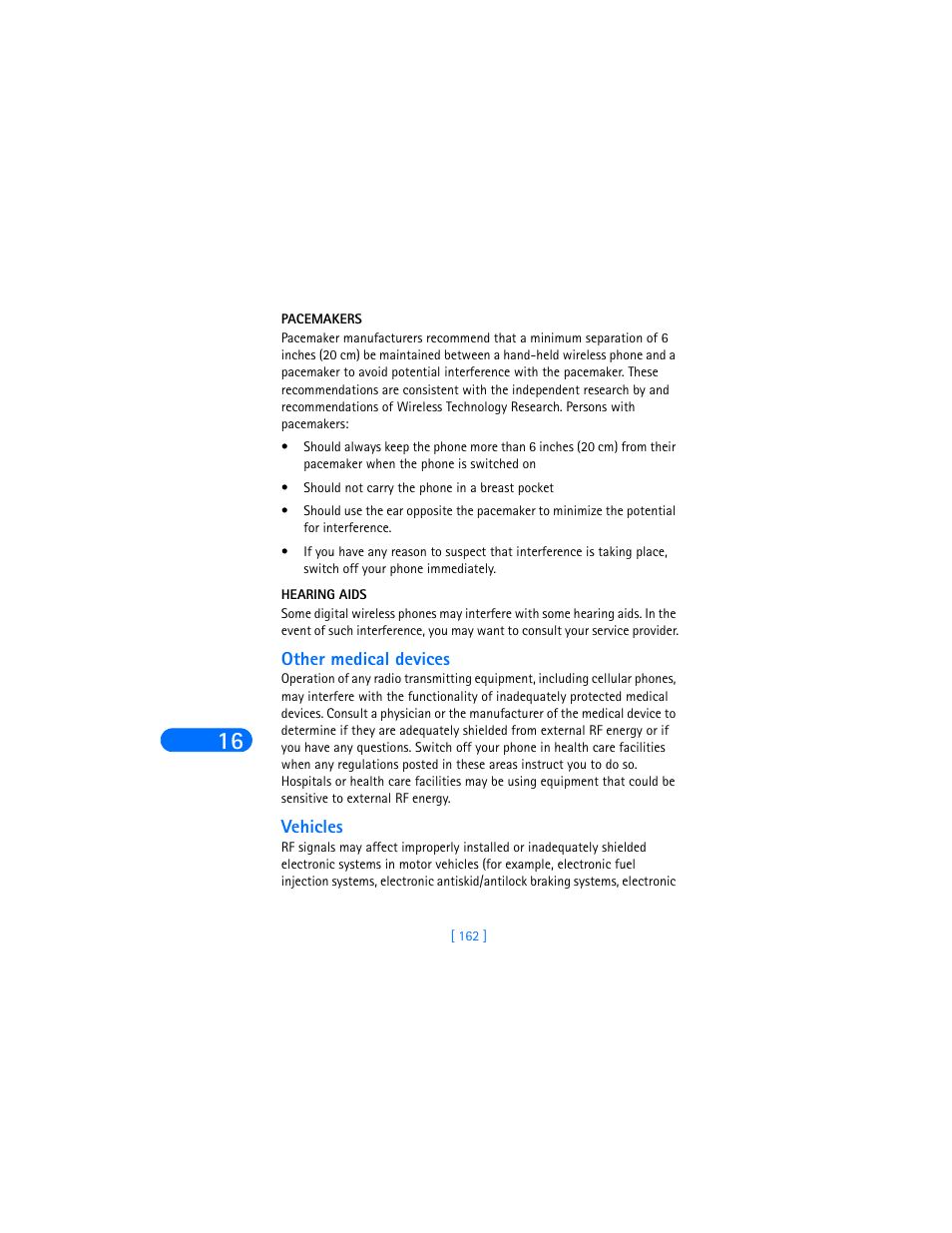 Pacemakers, Hearing aids, Other medical devices | Vehicles | Nokia 6590i User Manual | Page 171 / 217