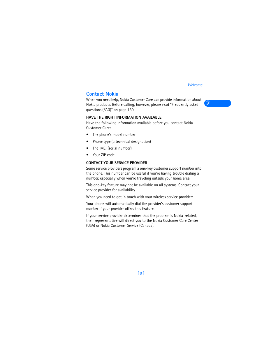 Contact nokia, Have the right information available, Contact your service provider | Nokia 6590i User Manual | Page 18 / 217