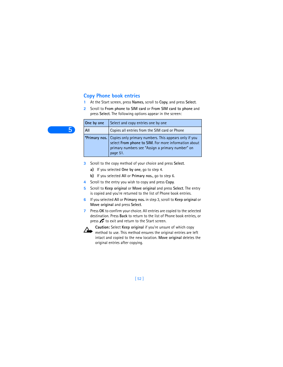 Copy phone book entries, A) if you selected one by one, go to step 4 | Nokia 6590i User Manual | Page 61 / 217