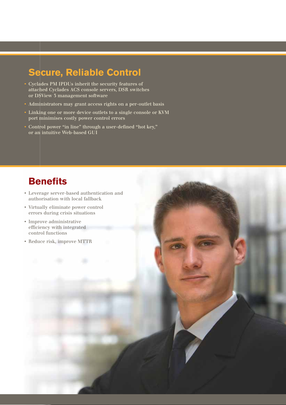 Secure, reliable control, Benefits | Avocent Cyclades PM User Manual | Page 4 / 8