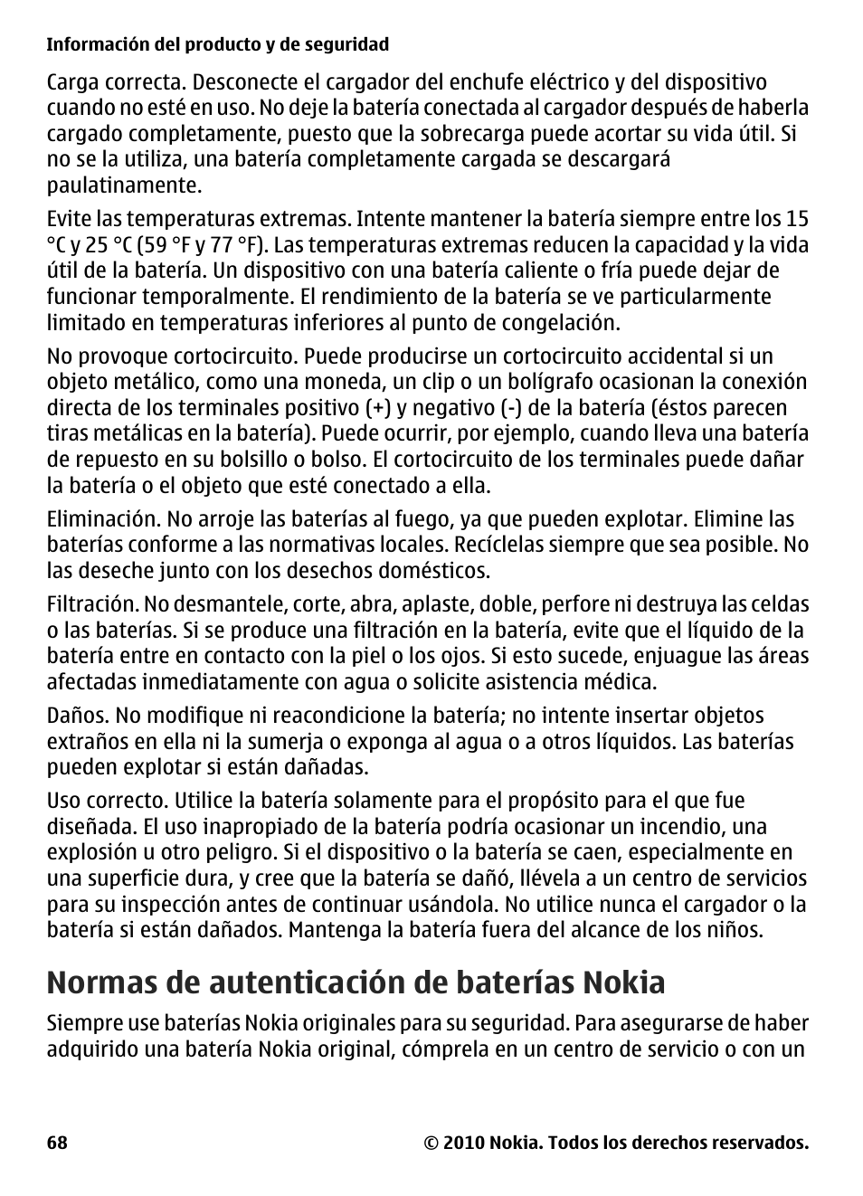 Normas de autenticación de baterías nokia | Nokia E73 User Manual | Page 143 / 156