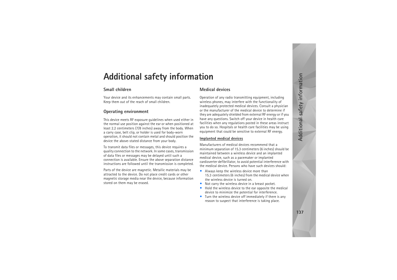 Additional safety information | Nokia N81 User Manual | Page 137 / 146