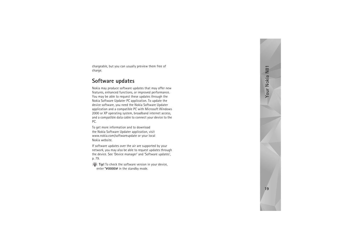 Software updates | Nokia N81 User Manual | Page 19 / 146