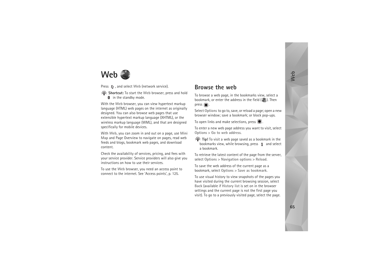 Browse the web | Nokia N81 User Manual | Page 65 / 146