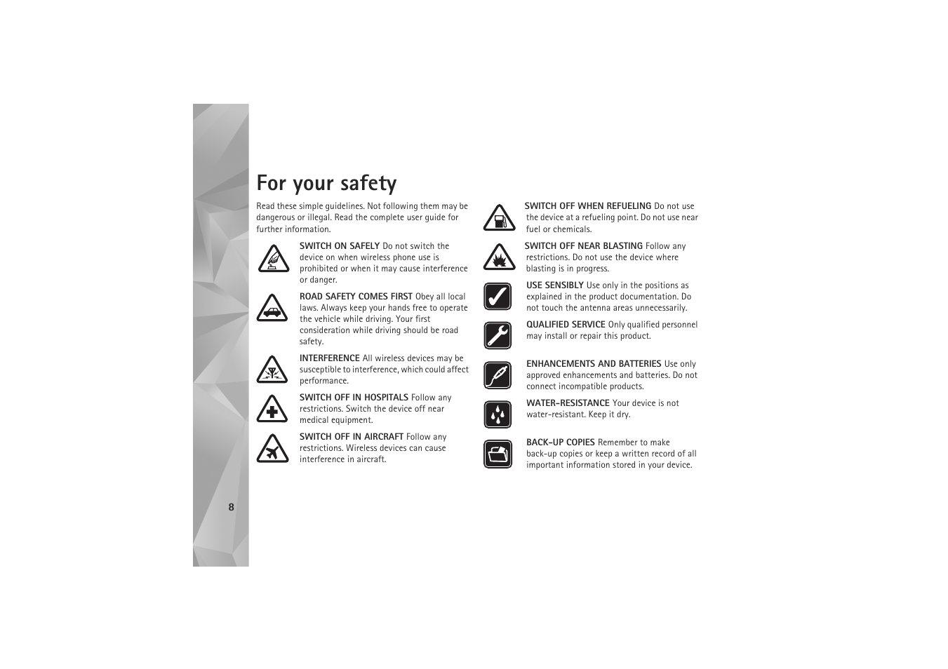 For your safety | Nokia N81 User Manual | Page 8 / 146