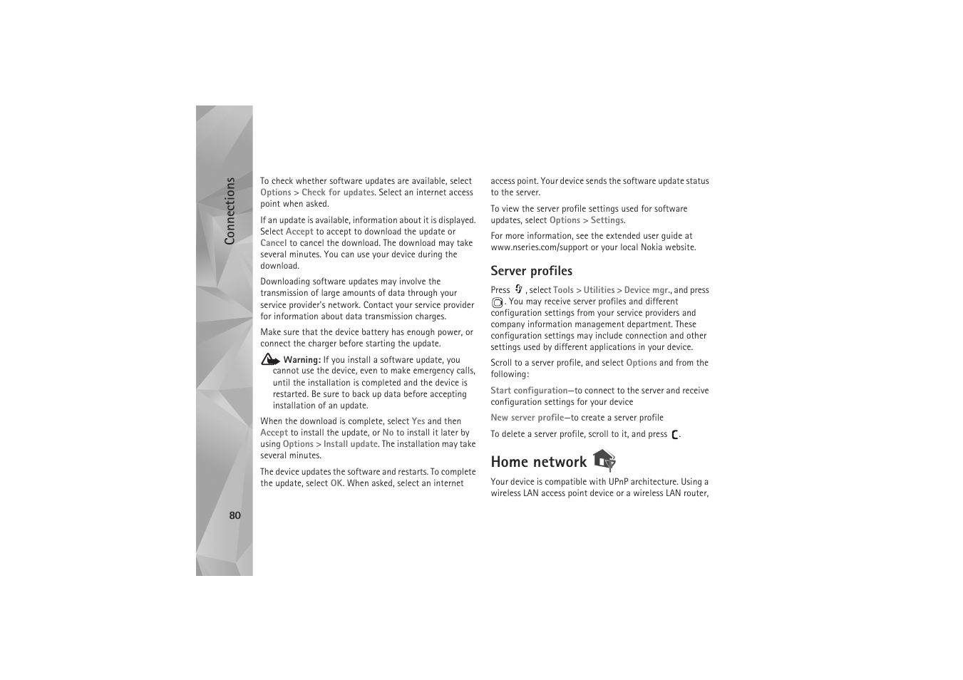 Server profiles, Home network, E ‘home network’, p. 80 | Connections | Nokia N81 User Manual | Page 80 / 146