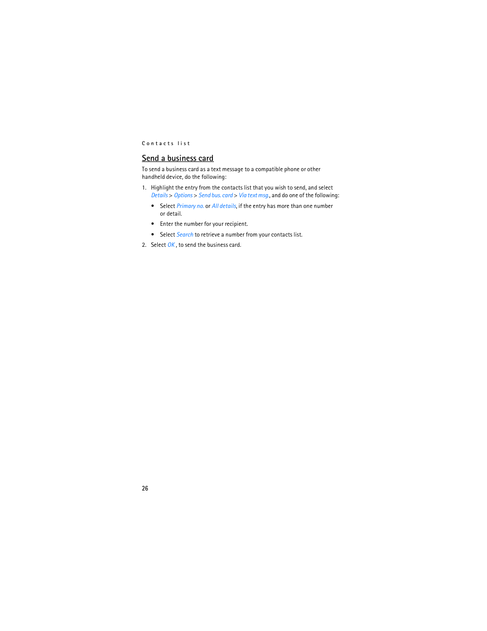 Send a business card | Nokia 2125i User Manual | Page 27 / 161
