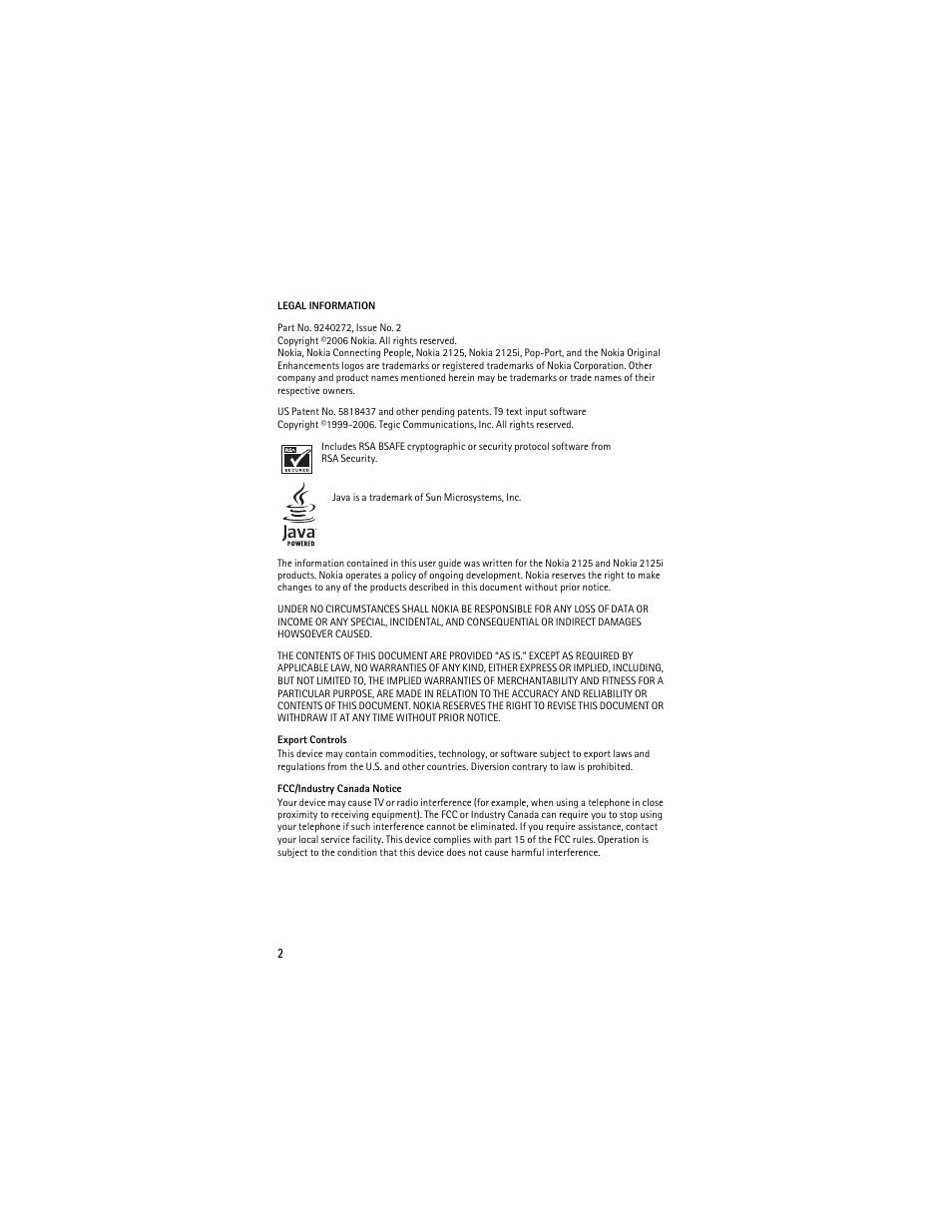 Nokia 2125i User Manual | Page 3 / 161