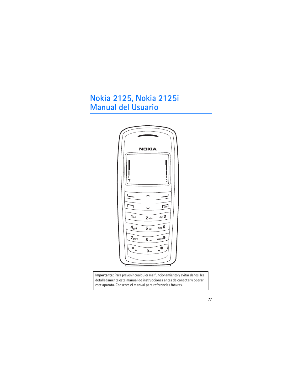 Nokia 2125, nokia 2125i manual del usuario | Nokia 2125i User Manual | Page 78 / 161