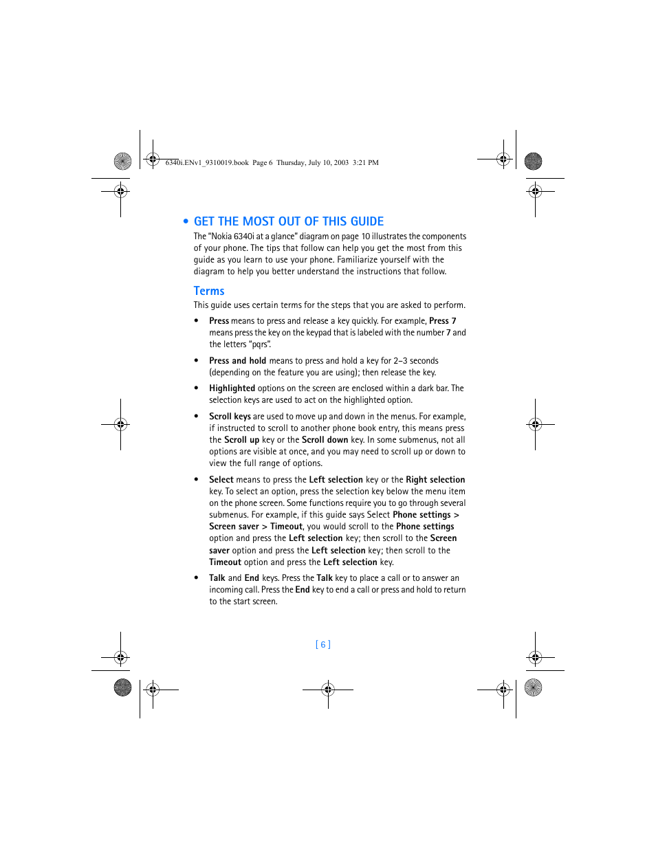 Get the most out of this guide, Terms | Nokia 6340i User Manual | Page 13 / 169