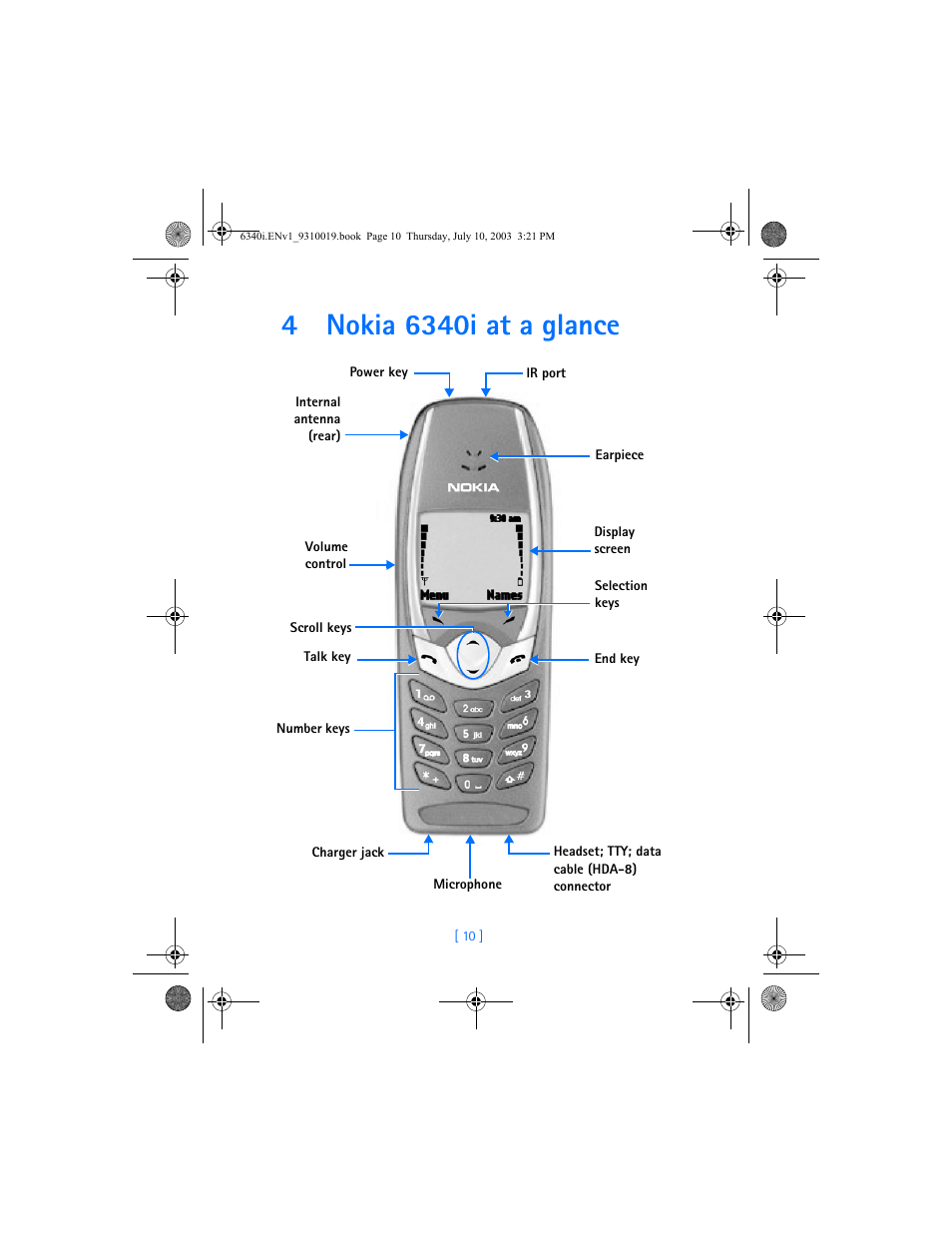 4 nokia 6340i at a glance, Nokia 6340i at a glance | Nokia 6340i User Manual | Page 17 / 169