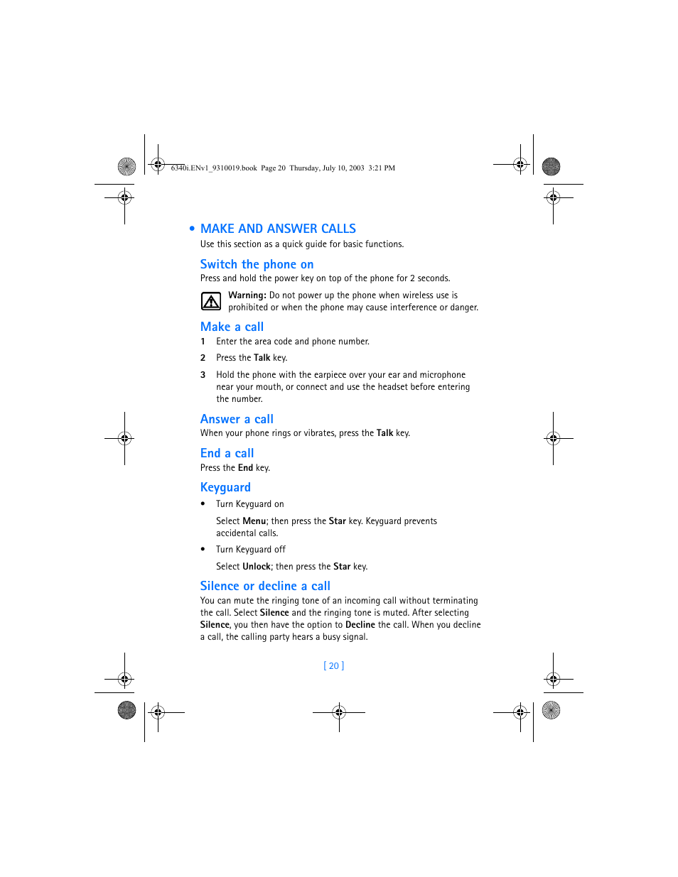 Make and answer calls | Nokia 6340i User Manual | Page 27 / 169