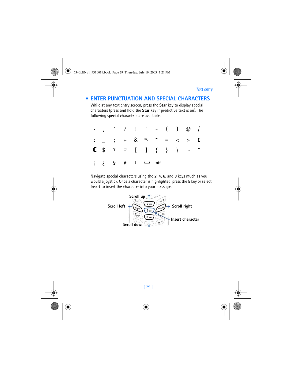 Enter punctuation and special characters | Nokia 6340i User Manual | Page 36 / 169