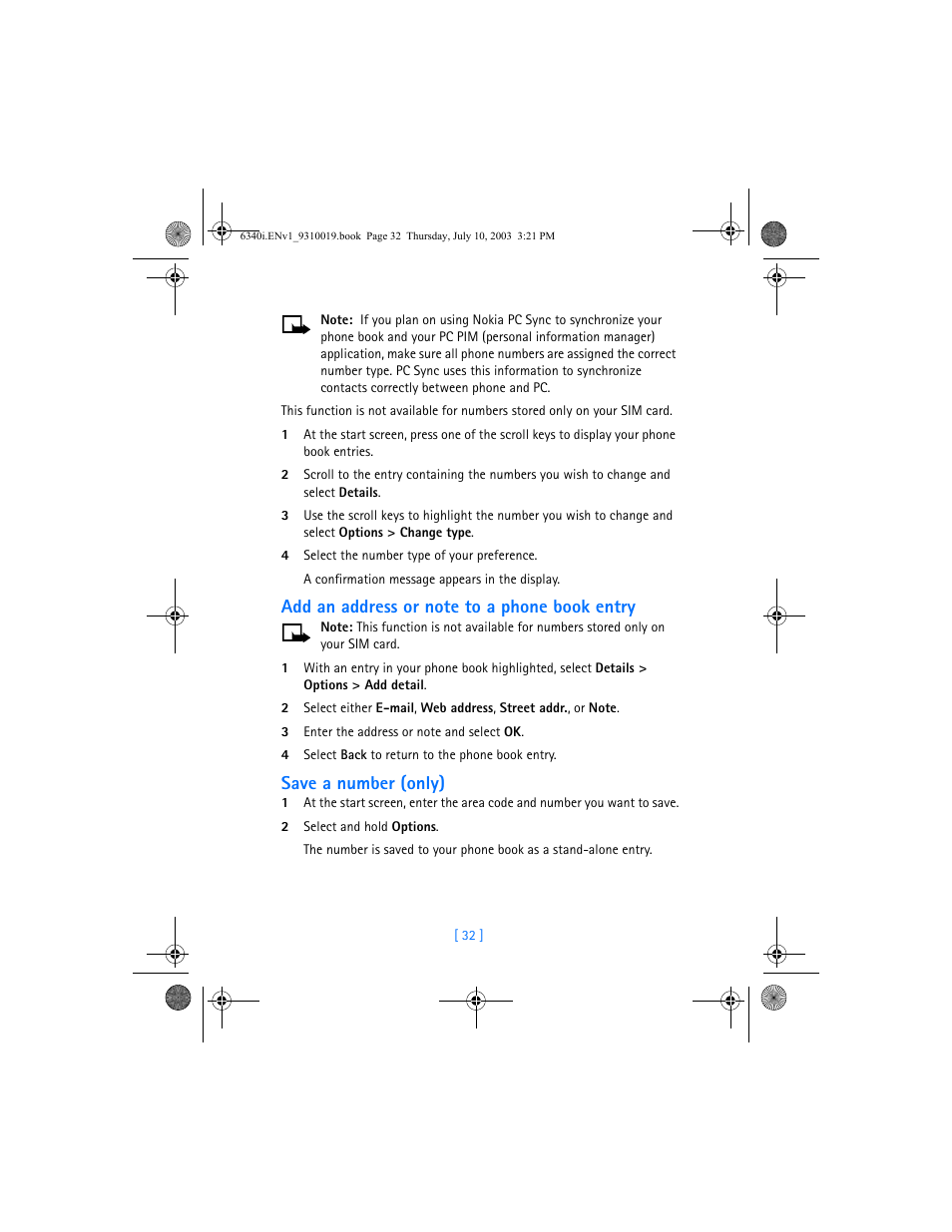 Save a number (only) | Nokia 6340i User Manual | Page 39 / 169