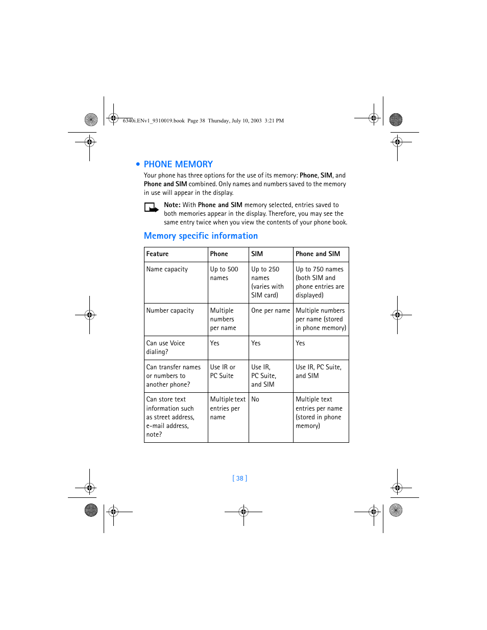 Phone memory | Nokia 6340i User Manual | Page 45 / 169