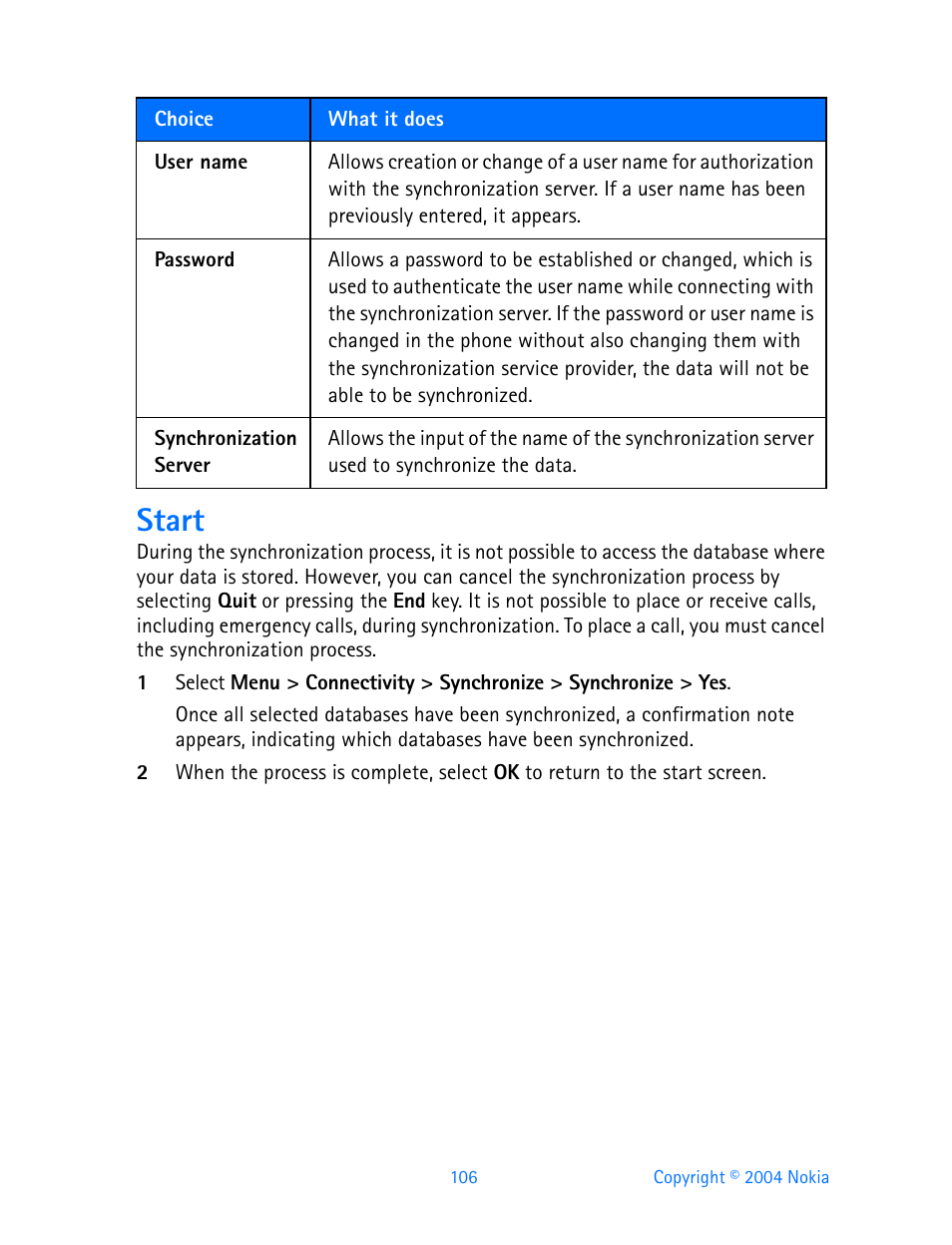 Start | Nokia 3595 User Manual | Page 117 / 153