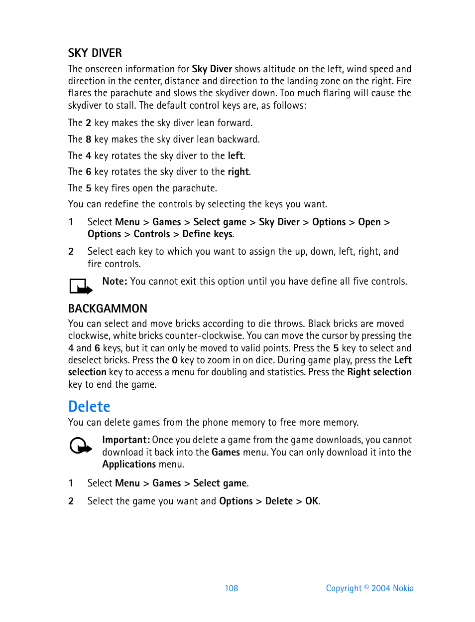 Delete | Nokia 3595 User Manual | Page 119 / 153