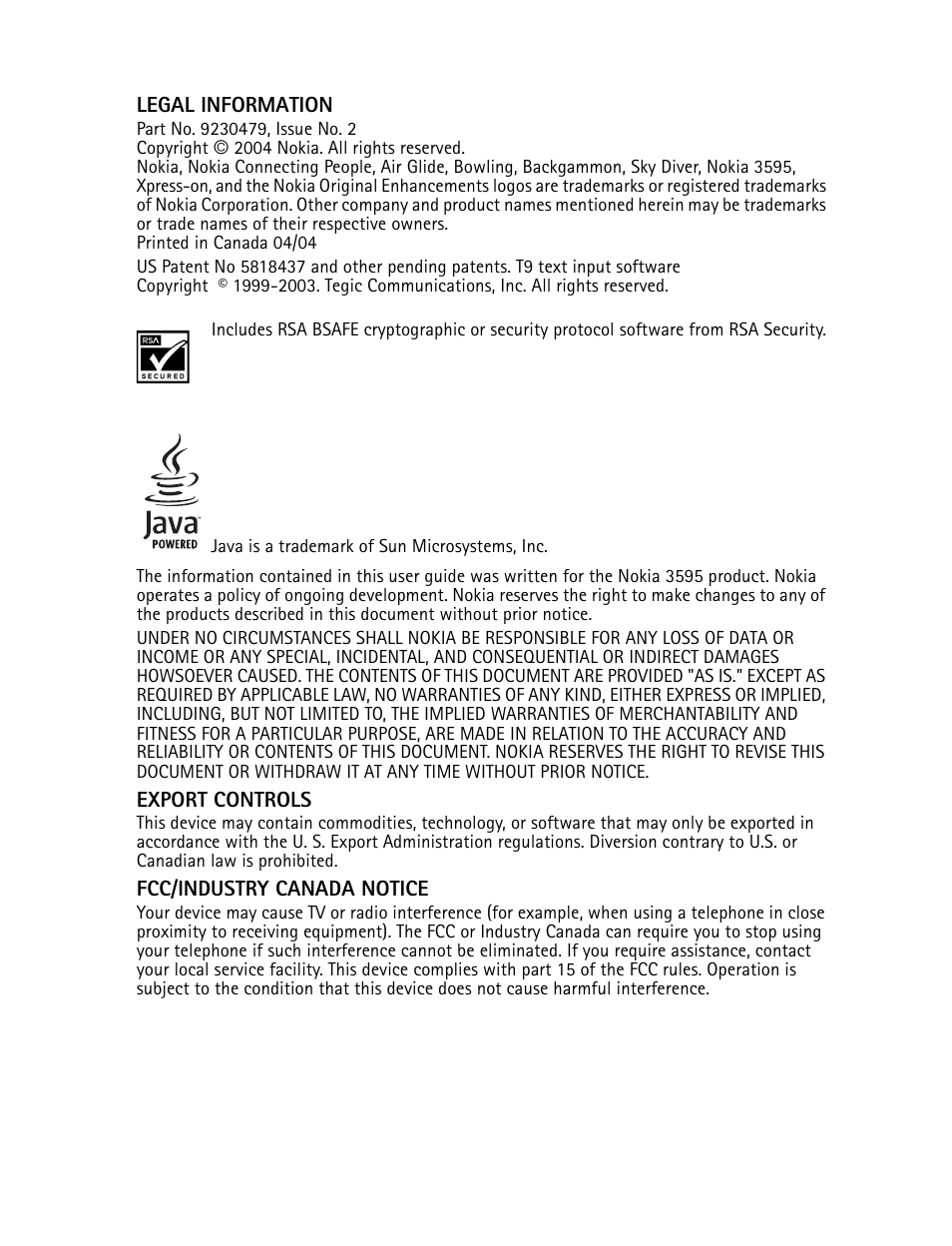 Nokia 3595 User Manual | Page 3 / 153
