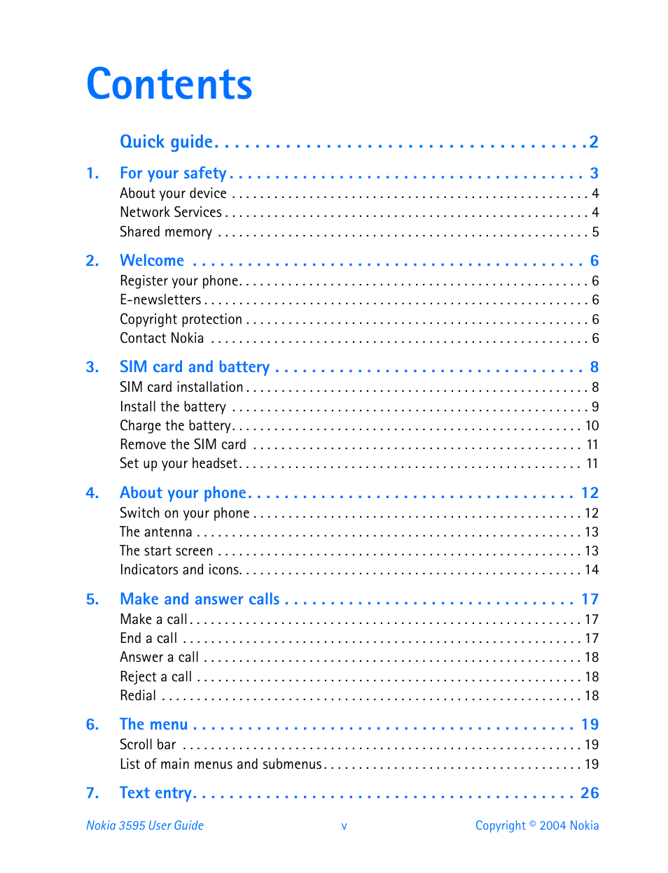 Nokia 3595 User Manual | Page 6 / 153