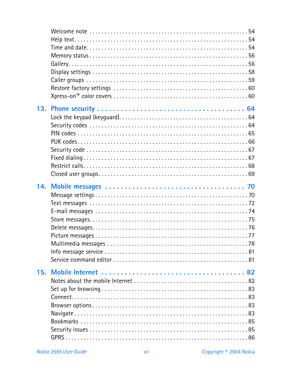 Nokia 3595 User Manual | Page 8 / 153
