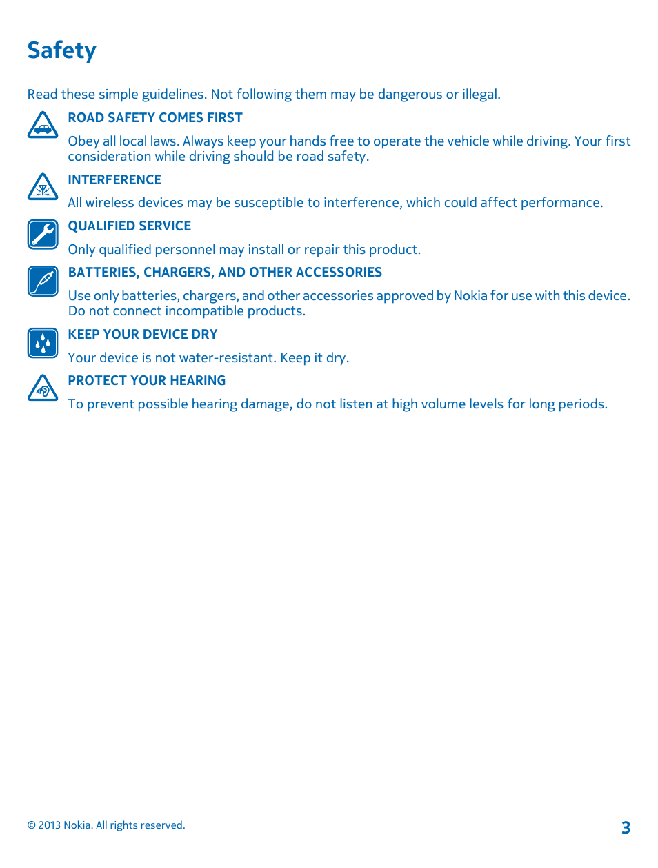 Safety, Safety 3 | Nokia PD-95G User Manual | Page 3 / 13