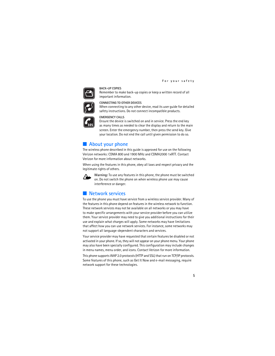 About your phone, Network services | Nokia 6215i User Manual | Page 6 / 61