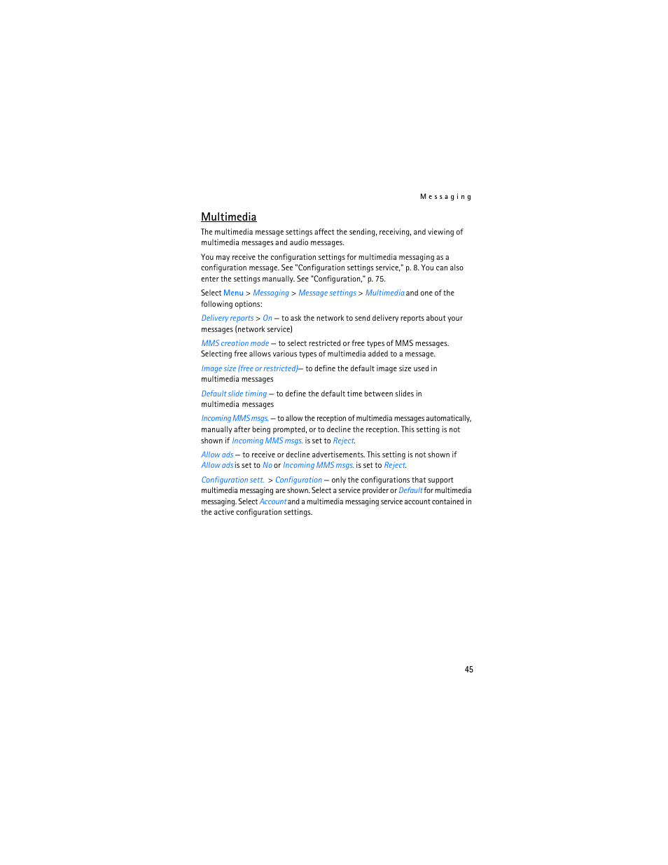 Multimedia | Nokia 6555 User Manual | Page 46 / 91