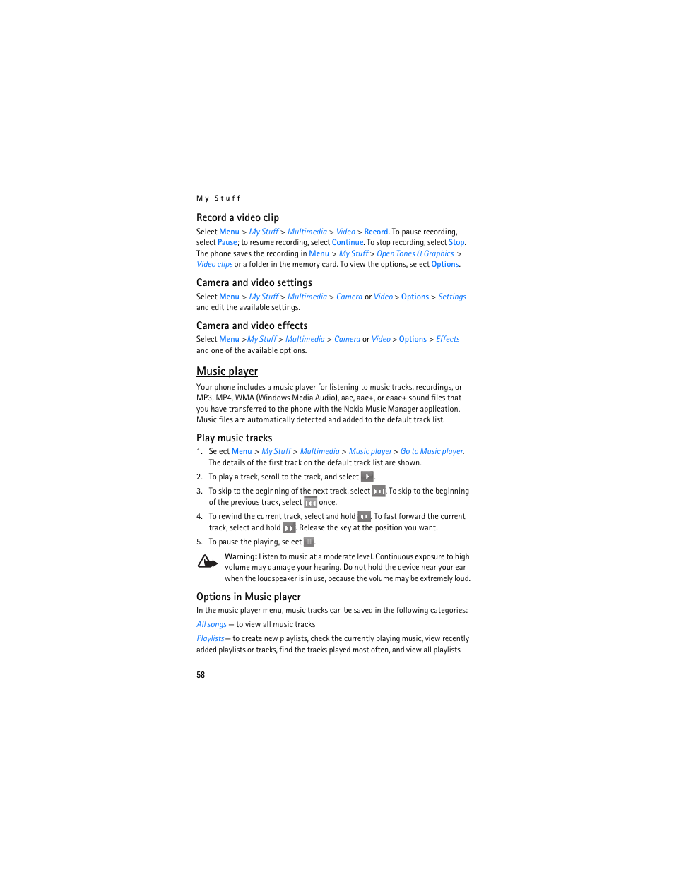 Music player | Nokia 6555 User Manual | Page 59 / 91