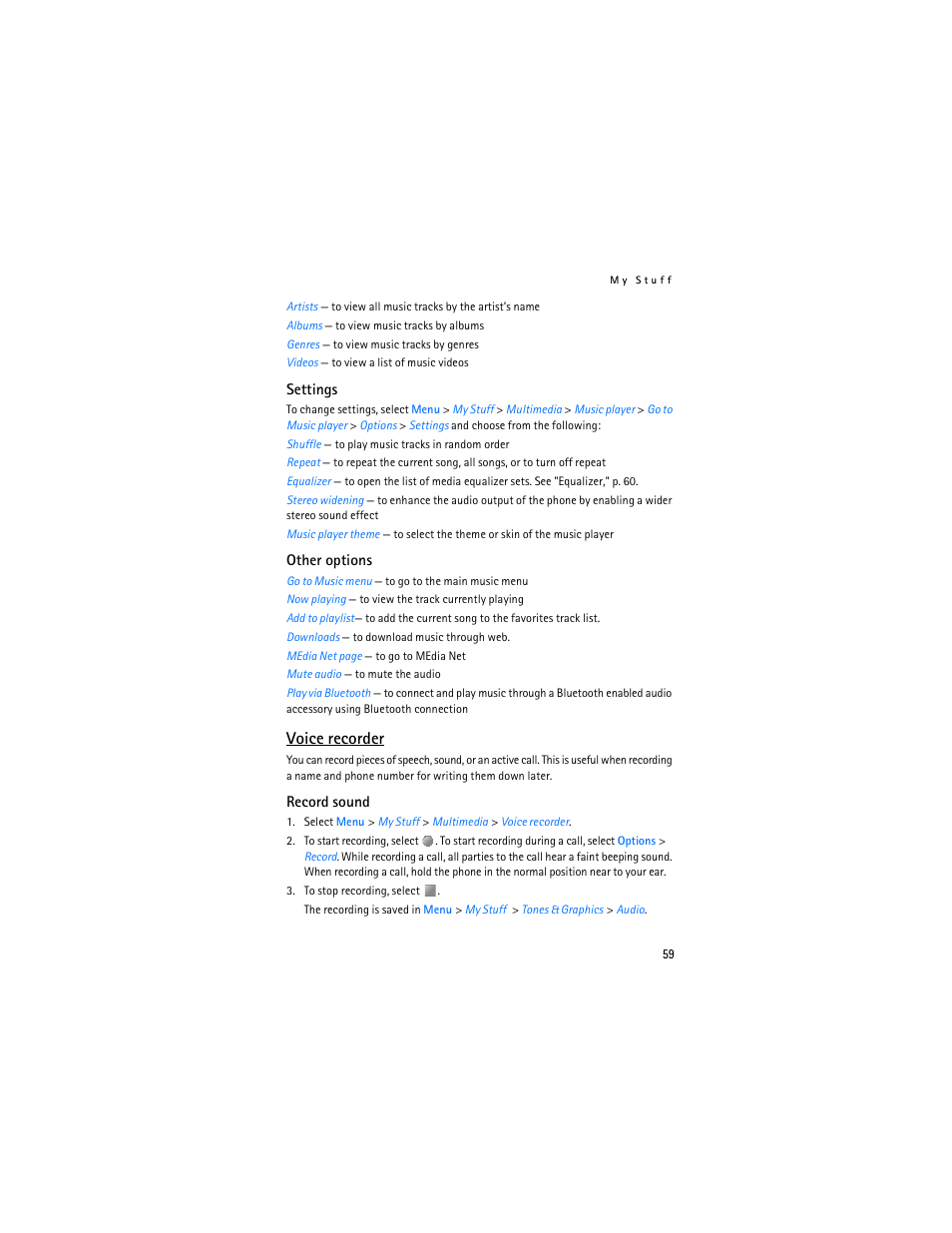 Voice recorder | Nokia 6555 User Manual | Page 60 / 91