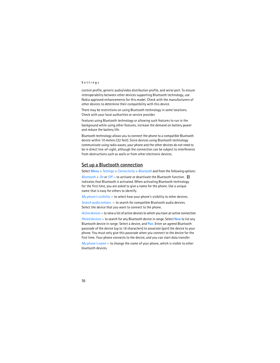 Set up a bluetooth connection | Nokia 6555 User Manual | Page 71 / 91