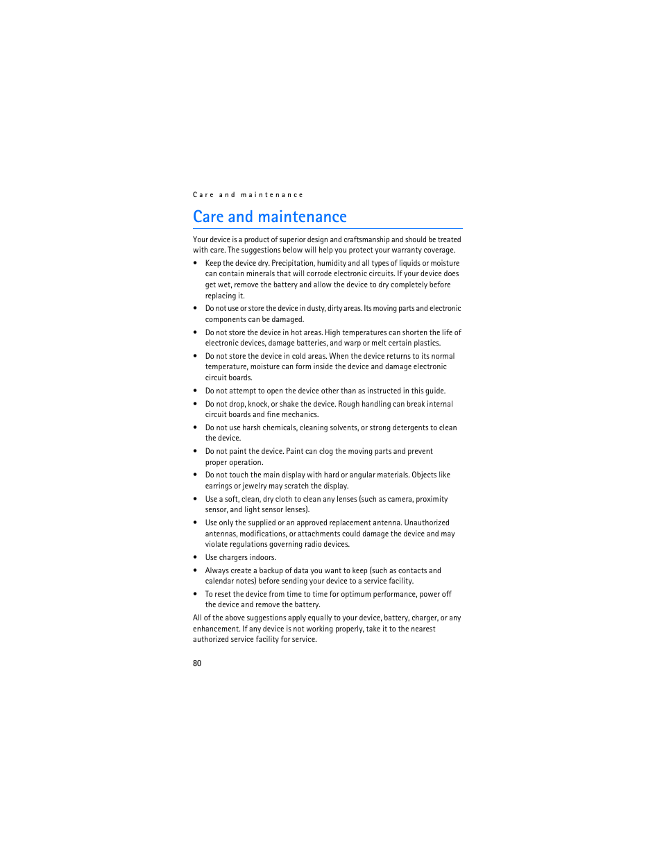 Care and maintenance | Nokia 6555 User Manual | Page 81 / 91