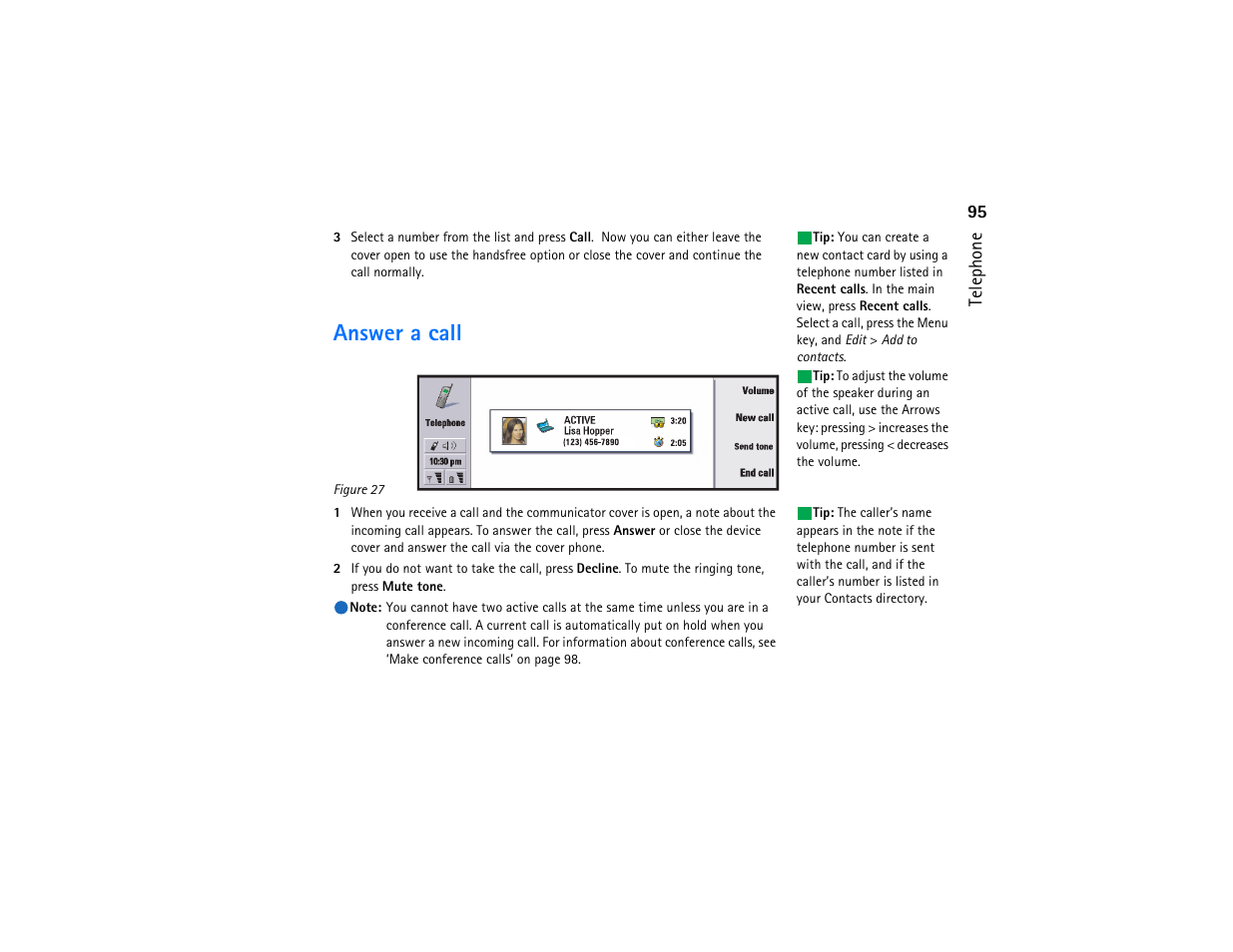 Answer a call | Nokia 9290 User Manual | Page 113 / 344
