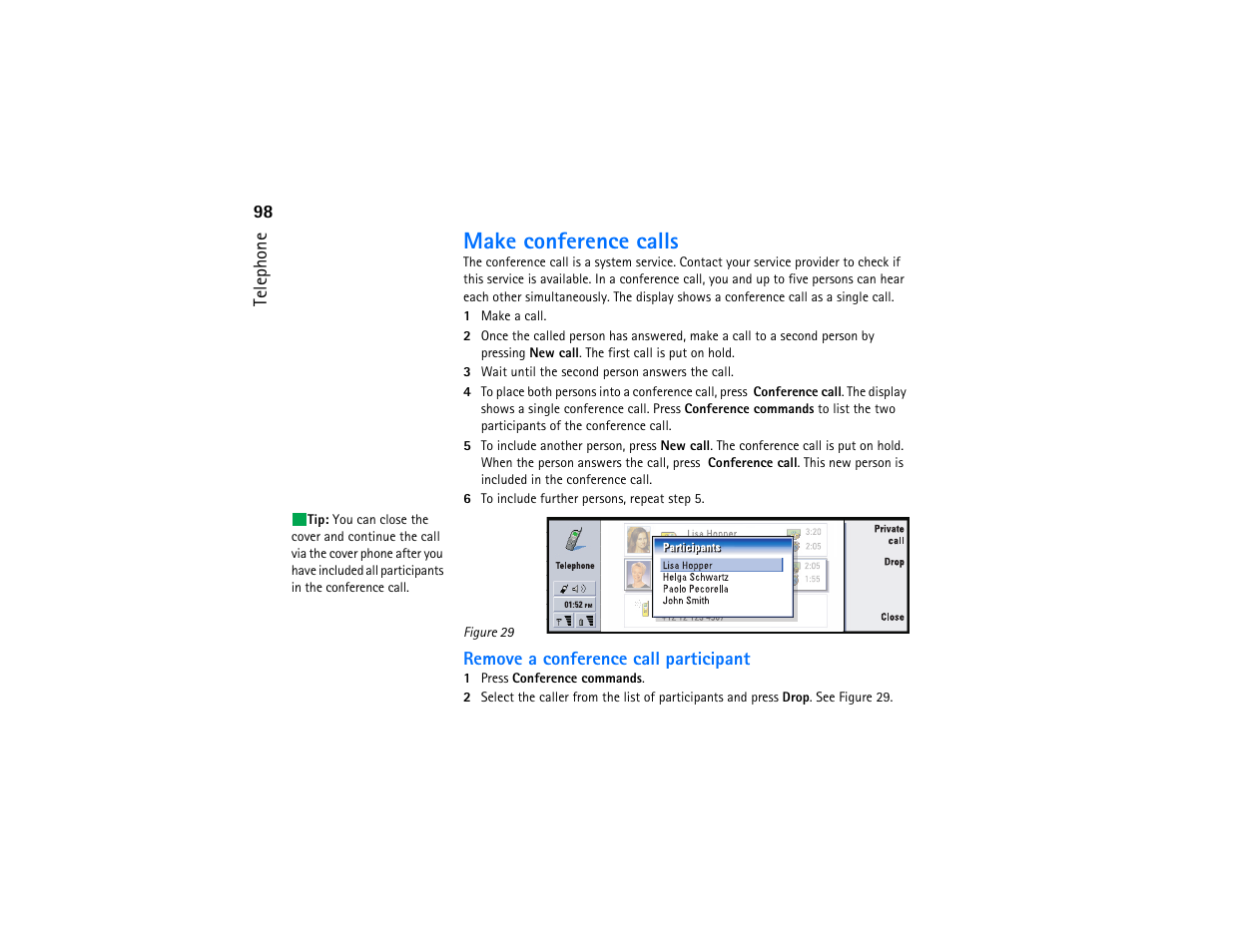 Make conference calls | Nokia 9290 User Manual | Page 116 / 344