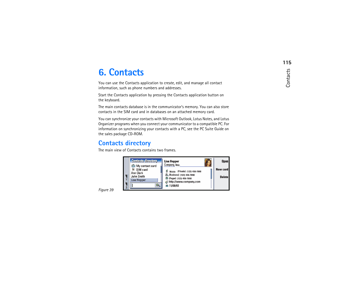 Contacts, Contacts directory | Nokia 9290 User Manual | Page 133 / 344