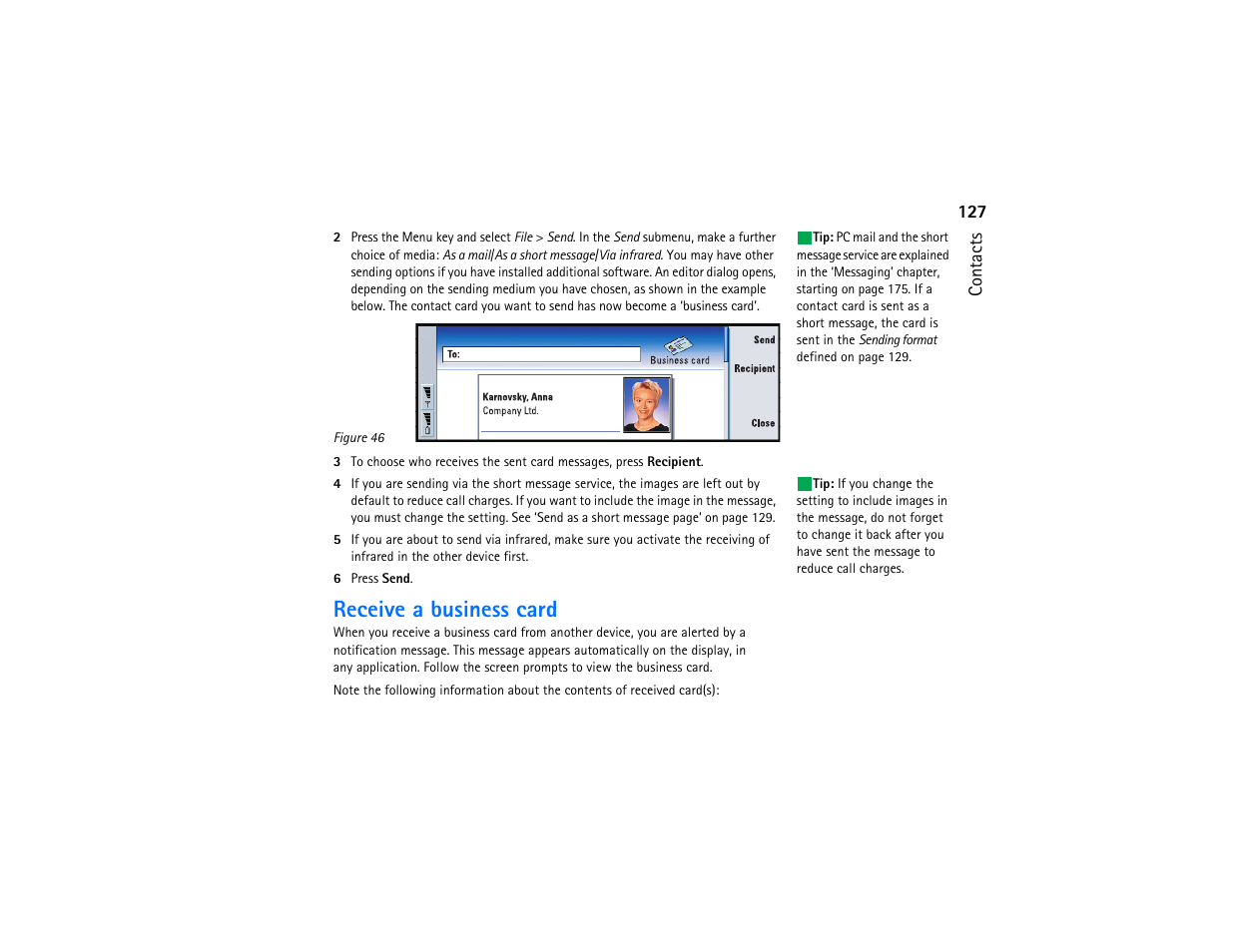 Receive a business card | Nokia 9290 User Manual | Page 145 / 344