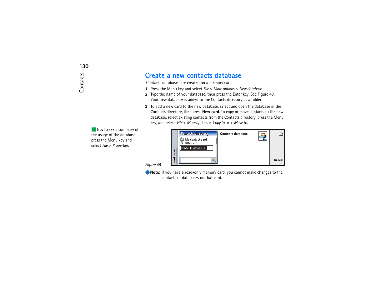 Create a new contacts database | Nokia 9290 User Manual | Page 148 / 344