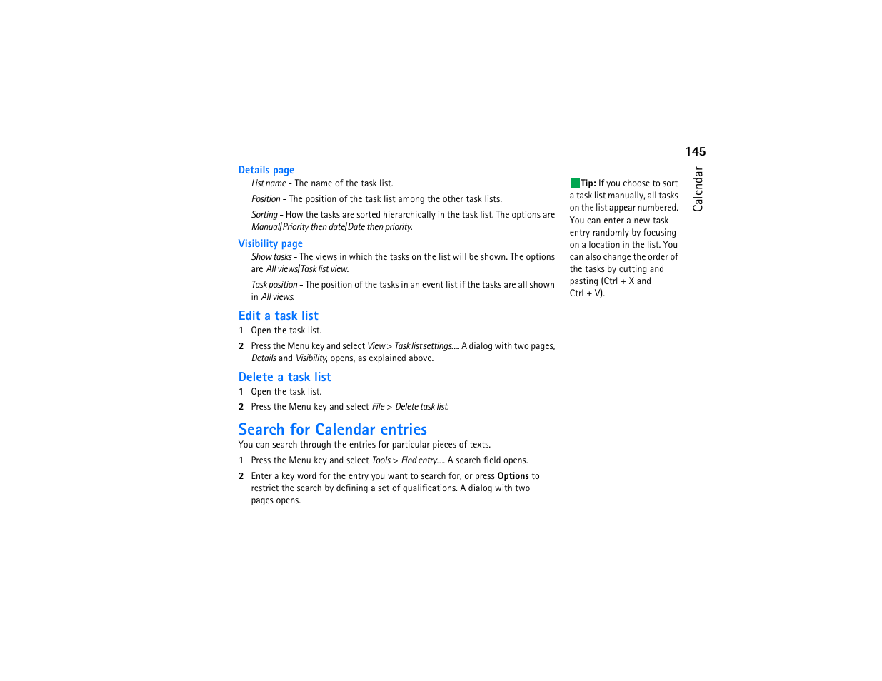 Search for calendar entries | Nokia 9290 User Manual | Page 163 / 344