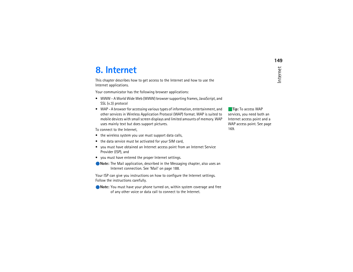 Internet | Nokia 9290 User Manual | Page 167 / 344