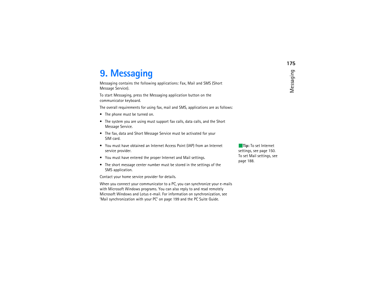 Messaging | Nokia 9290 User Manual | Page 193 / 344